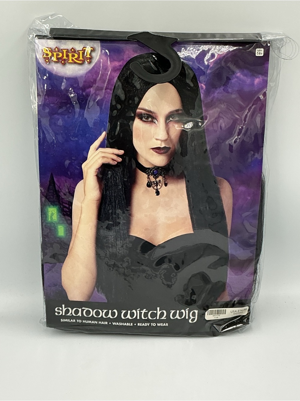 Spirit Halloween Shadow Witch Long Black Wig (NEW)